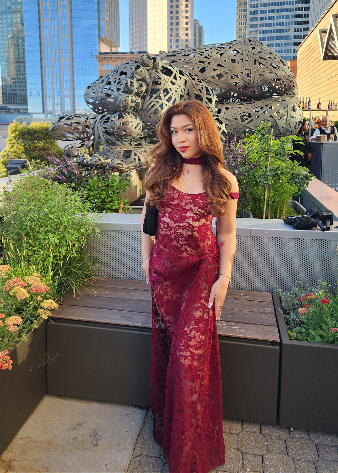 Custom Red Lace Maxi Dress