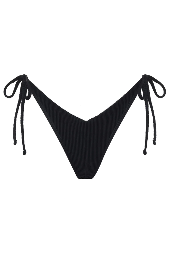 Solid V-Cut Tie Bikini Bottom